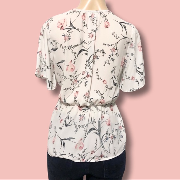 Sienna Sky White Floral S Peplum Blouse - Picture 3 of 9